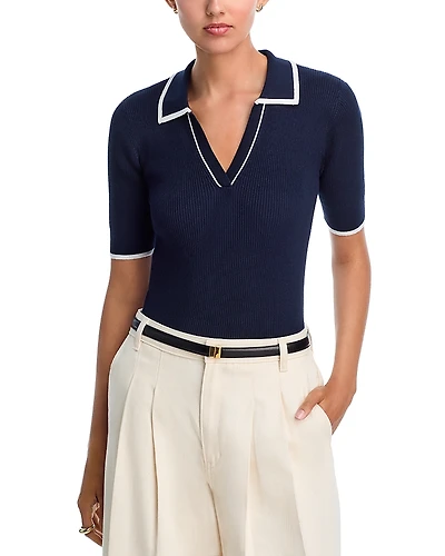 T Tahari Elbow Sleeve Polo Top - Exclusive