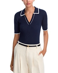 T Tahari Elbow Sleeve Polo Top - Exclusive