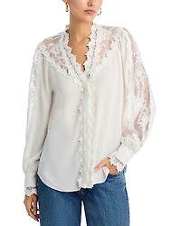 Kobi Halperin Miguel Lace Inset Silk Blouse