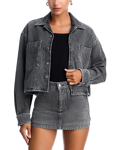 alexanderwang. t Cropped Long Sleeved Denim Boxy Shirt