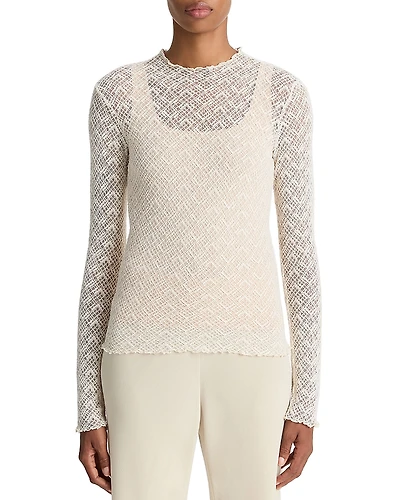 Vince Mock Neck Lace Top