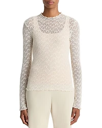 Vince Mock Neck Lace Top