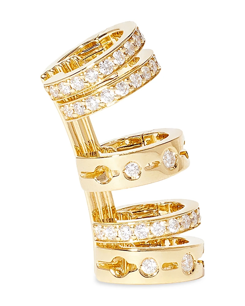 Dinh Van 18K Yellow Gold Pulse Diamond Multi Ring Single Ear Cuff