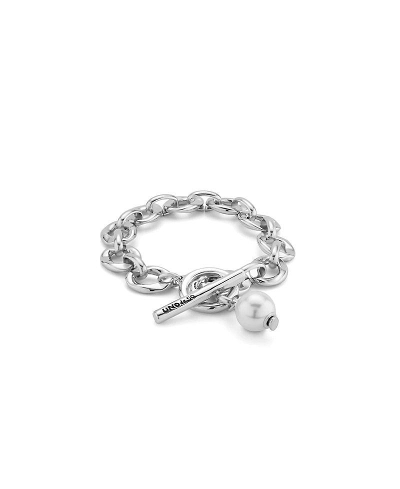UNOde50 Sterling Silver Plated with a Pearl Link Bracelet