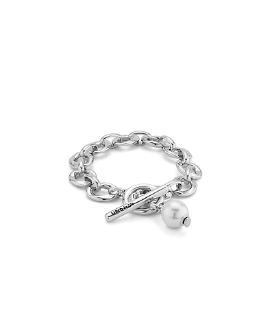 UNOde50 Sterling Silver Plated with a Pearl Link Bracelet