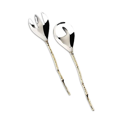 Shelton Metal Olive Branch Serving Spoon Two Piece Set