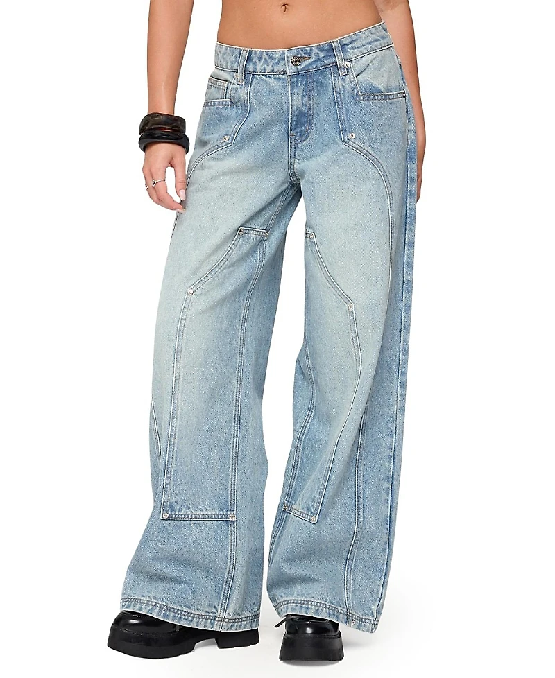 Edikted Dema Western Low Rise Light Rinse Wash Jeans