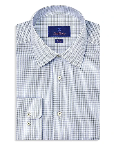 David Donahue Slim Fit Printed Poplin Dress Shirt