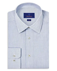 David Donahue Slim Fit Printed Poplin Dress Shirt