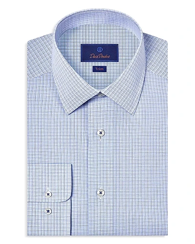David Donahue Slim Fit Printed Poplin Dress Shirt