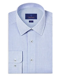 David Donahue Slim Fit Printed Poplin Dress Shirt