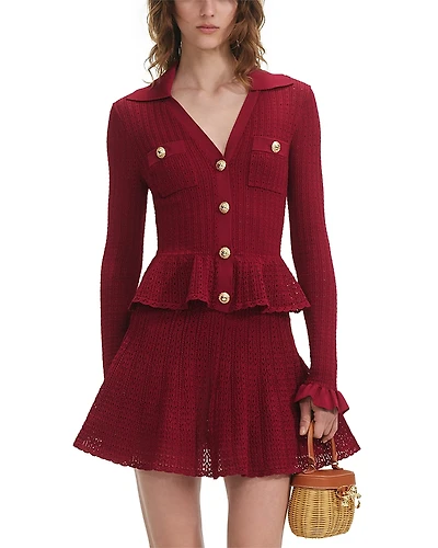 Self-Portrait Pointelle Knit Mini Dress