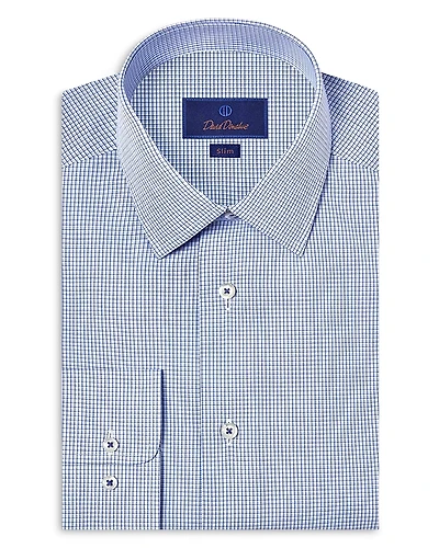 David Donahue Slim Fit Micro Print Poplin Dress Shirt