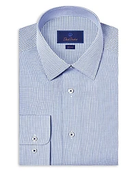 David Donahue Slim Fit Micro Print Poplin Dress Shirt