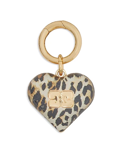 Ganni Leopard Bou Heart Charm
