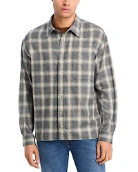 Frame Cotton Straight Hem Plaid Button Down Shirt
