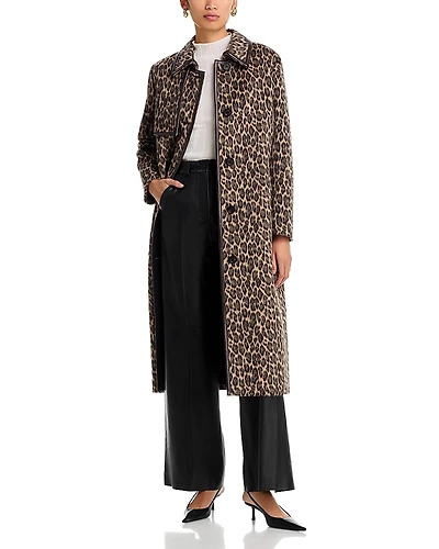 Mackage Long Wool Coat With Leather Trim
