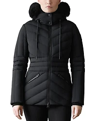 Mackage Hooded Down Jacket With Shearling Trim