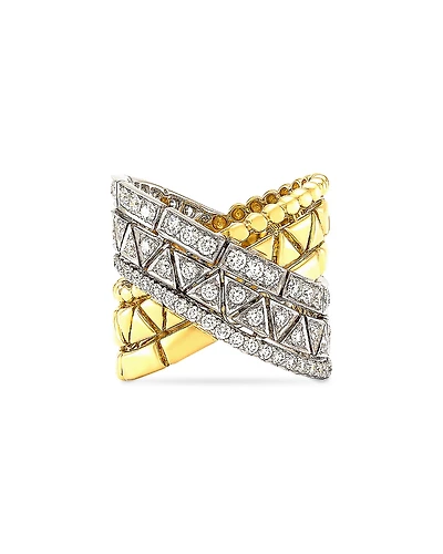 Etho Maria 18K White & Yellow Gold Reflexion Diamond Crossover Ring