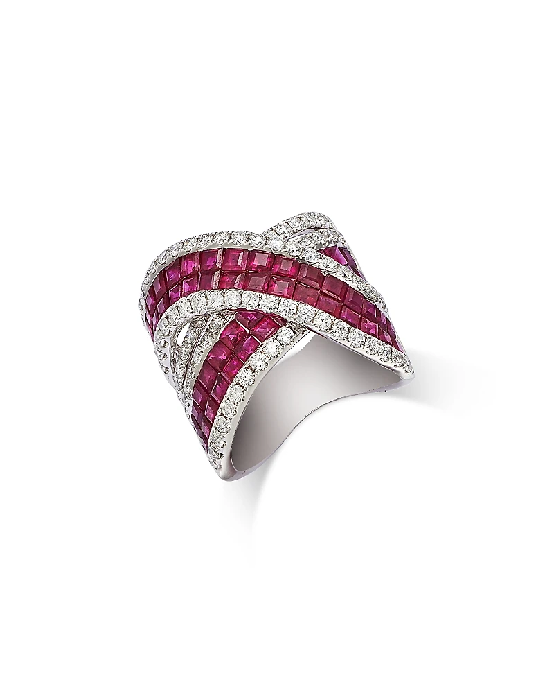 Bloomingdale's Fine Collection Luxe Collection Ruby & Diamond Cross Over Ring