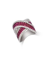 Bloomingdale's Fine Collection Luxe Collection Ruby & Diamond Cross Over Ring