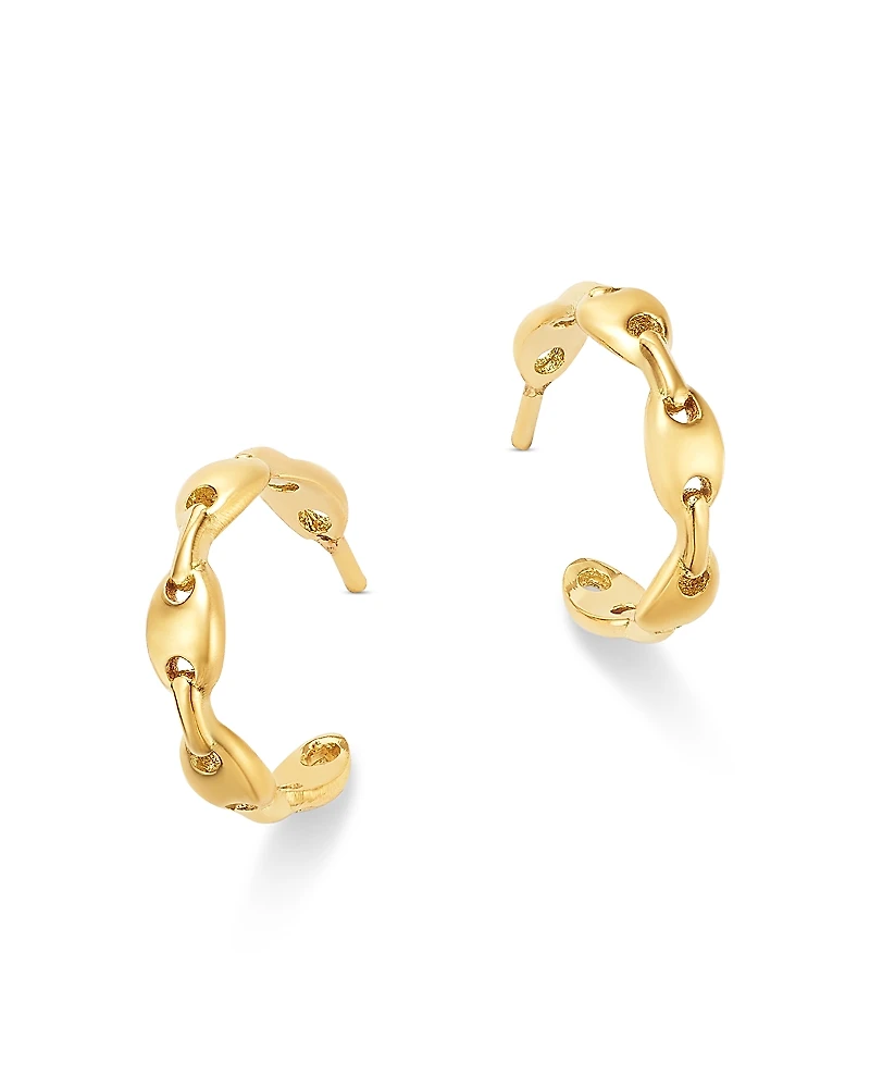 Zoe Chicco 14K Yellow Gold Heavy Metal Mariner Link Small Huggie Hoop Earrings