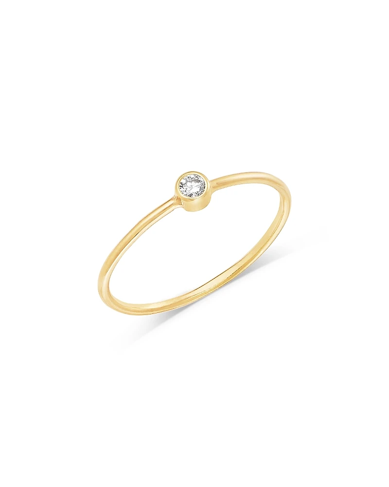 Zoe Chicco 14K Yellow Gold Bezel Diamonds Solitaire Wire Ring