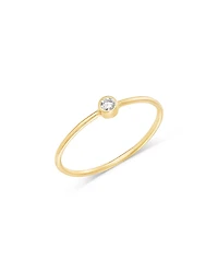 Zoe Chicco 14K Yellow Gold Bezel Diamonds Solitaire Wire Ring