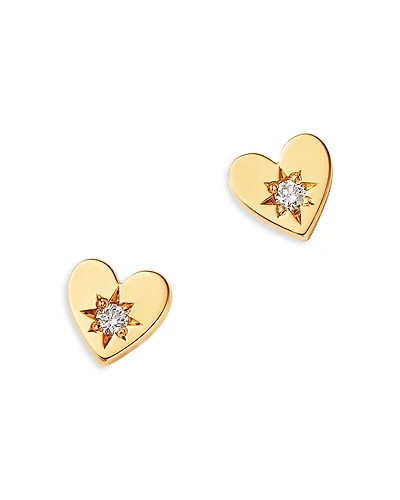 Zoe Chicco 14K Yellow Gold Itty Bitty Symbols Diamond Accented Heart Stud Earrings