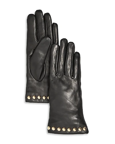 Bloomingdale's Cashmere Lined Studded Leather Tech Gloves - Exclusive