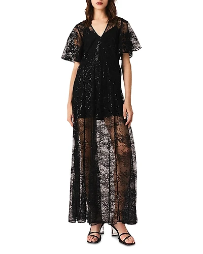 Maje Sequin Lace Maxi Dress