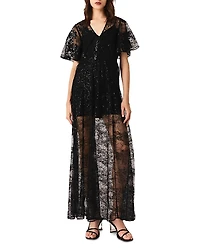 Maje Sequin Lace Maxi Dress