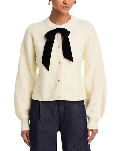 French Connection Kitty Bobble Contrast Crewneck Cardigan