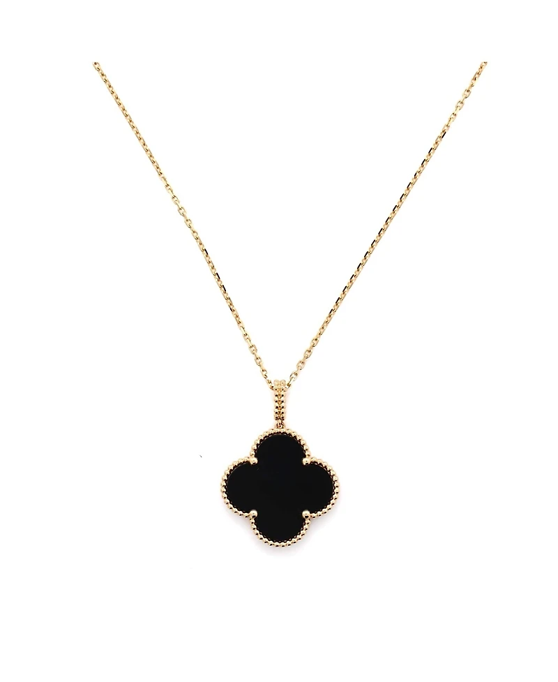 Pre-Owned Van Cleef & Arpels Magic Alhambra Pendant Necklace 18K Gold and Onyx, 35.5 - 32.5
