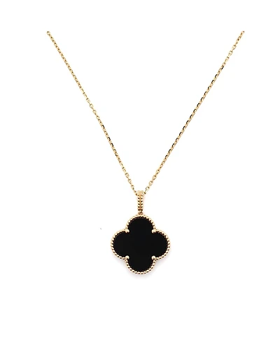 Pre-Owned Van Cleef & Arpels Magic Alhambra Pendant Necklace 18K Gold and Onyx, 35.5 - 32.5