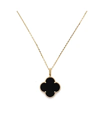 Pre-Owned Van Cleef & Arpels Magic Alhambra Pendant Necklace 18K Gold and Onyx, 35.5 - 32.5