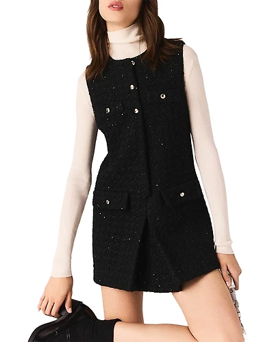 Maje Sequin Tweed Playsuit