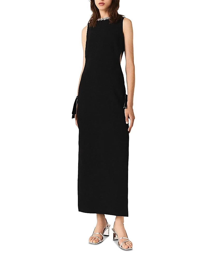 Maje Jewel Collar Maxi Dress