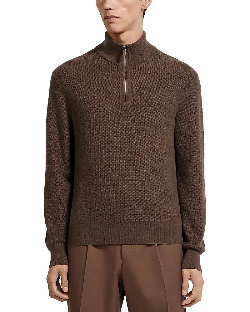 Zegna Oasi Cashmere Zip Mock Neck