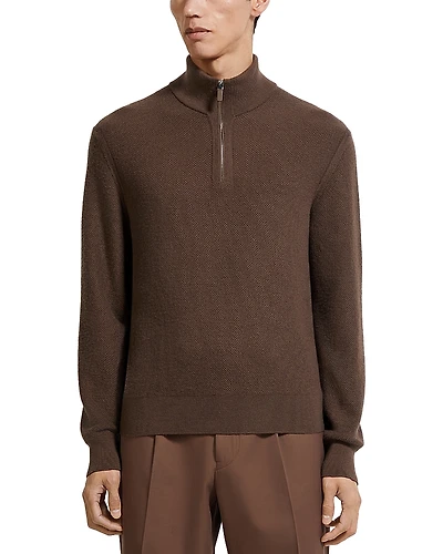 Zegna Oasi Cashmere Zip Mock Neck