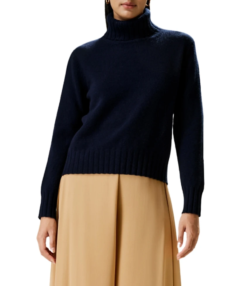 Lilysilk Turtleneck Sweater with Rib Hemline