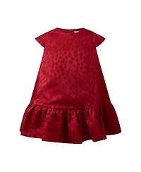 Rachel Riley Girls' Red Petal Damask Drop Hem Dress - Little Kid, Big Kid