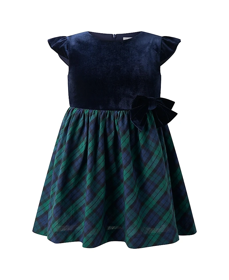 Rachel Riley Girls' Velvet Blackwatch Check Party Dress - Little Kid, Big Kid