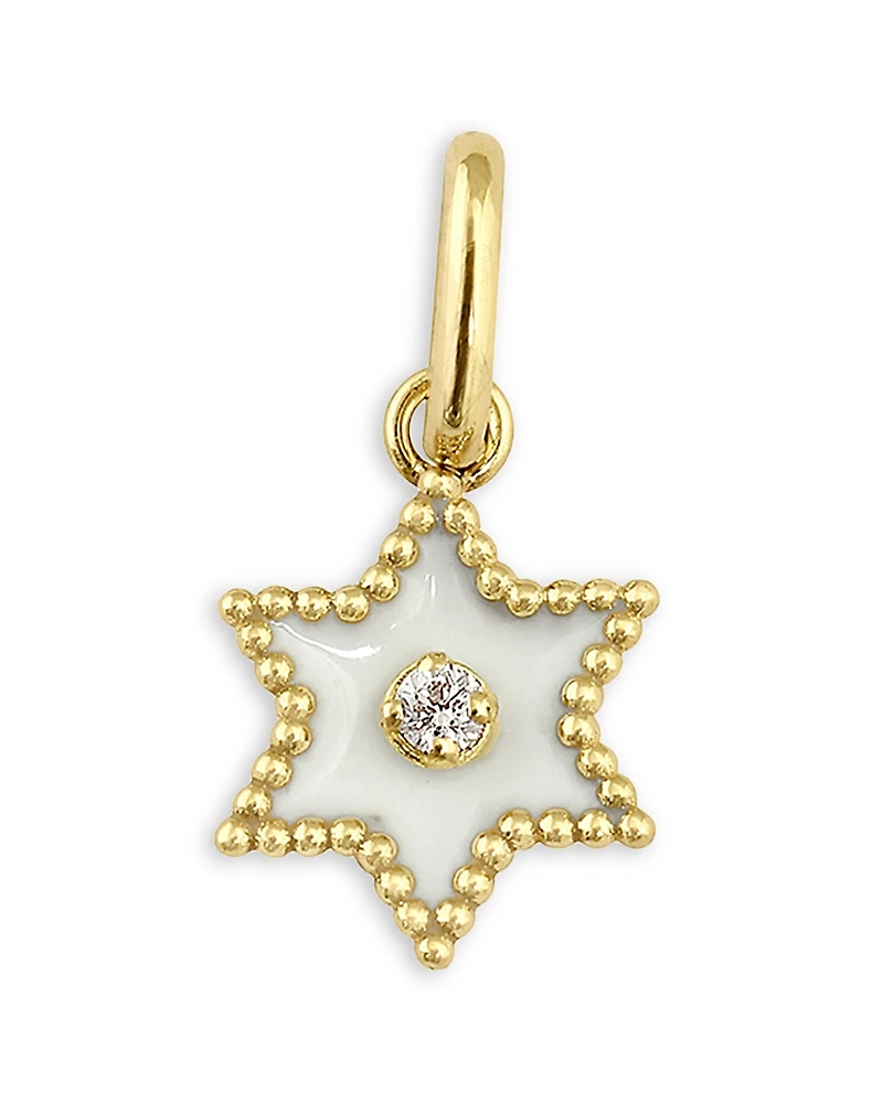Gigi Clozeau 18K Yellow Gold Pirate Diamond Accent White Resin Star Etoile Pendant, 0.015 tcw