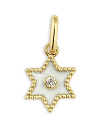 Gigi Clozeau 18K Yellow Gold Pirate Diamond Accent White Resin Star Etoile Pendant, 0.015 tcw