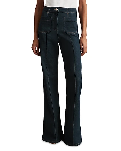 Reiss Petites Sakura Patch Pocket High Rise Flare Jeans