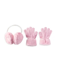 Omg Accessories Girls' Pearl Faux Fur Earmuffs & Gloves Set