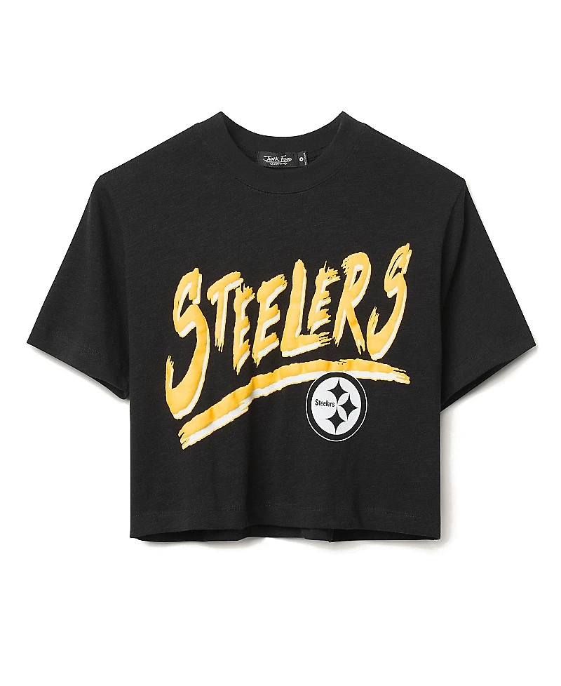 Junk Food Clothing Women's Nfl Pittsburgh Steelers Thrill Mock Neck Crop Tee