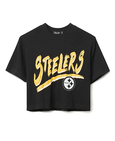 Junk Food Clothing Women's Nfl Pittsburgh Steelers Thrill Mock Neck Crop Tee