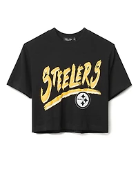 Junk Food Clothing Women's Nfl Pittsburgh Steelers Thrill Mock Neck Crop Tee